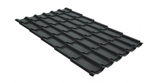 Металлочерепица классик GL 0,5 GreenCoat Pural Matt RR 23 темно-серый (RAL 7024 мокрый асфальт) купить в Октябрьском