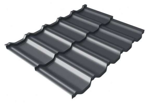 Металлочерепица модульная Квинта Uno Grand Line c 3D резом 0,5 Satin Мatt RAL 7024 мокрый асфальт купить в Октябрьском