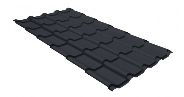 Металлочерепица камея GL 0,5 GreenCoat Pural RR 23 темно-серый (RAL 7024 мокрый асфальт) купить в Октябрьском