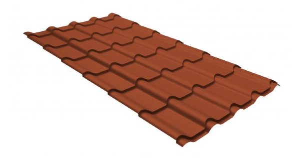 Металлочерепица камея GL 0,5 GreenCoat Pural RR 750 кирпично-красный (RAL 8004 терракота) купить в Октябрьском