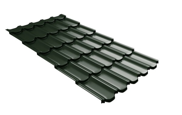 Металлочерепица квинта плюс с 3D резом 0,5 GreenСoat Pural RR 11 темно-зеленый (RAL 6020 хромовая зелень) купить в Октябрьском