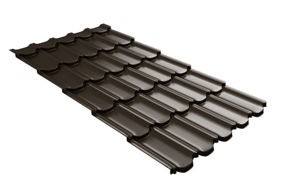 Металлочерепица квинта плюс с 3D резом 0,5 GreenСoat Pural RR 32 темно-коричневый (RAL 8019 серо-коричневый) купить в Октябрьском