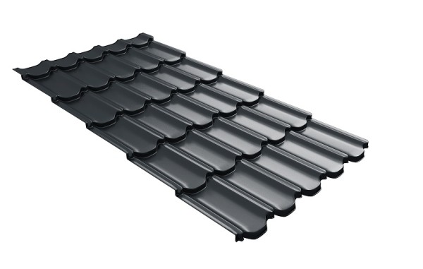 Металлочерепица квинта плюс с 3D резом 0,5 Satin RAL 7016 антрацитово-серый купить в Октябрьском