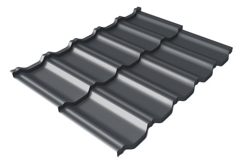 Металлочерепица модульная Квинта Uno Grand Line c 3D резом 0,45 Drap RAL 7024 мокрый асфальт купить в Октябрьском