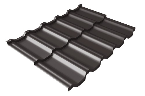 Металлочерепица модульная Квинта Uno Grand Line c 3D резом 0,5 Satin RR 32 темно-коричневый купить в Октябрьском