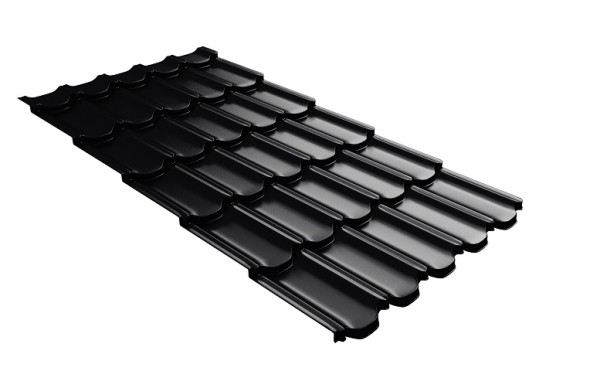 Металлочерепица квинта плюс с 3D резом 0,5 Satin Мatt RAL 9005 черный купить в Октябрьском