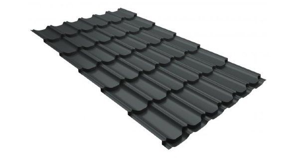 Металлочерепица квинта плюс 0,5 GreenCoat Pural RR 23 темно-серый (RAL 7024 мокрый асфальт) купить в Октябрьском