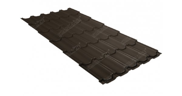 Металлочерепица квинта плюс 0,5 GreenCoat Pural Matt RR 32 темно-коричневый (RAL 8019 серо-коричневый) купить в Октябрьском